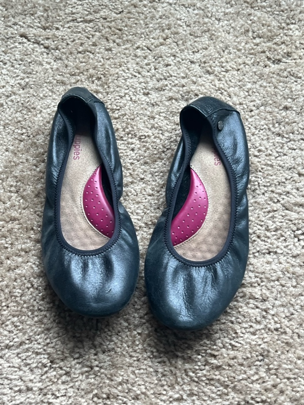 Hush Puppies Black Ballet Flats with Pink Insole